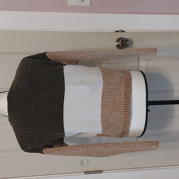 Poof Apparel Color Block Ribbed Knit Chenille Sweater Size M - Picture 4 of 7